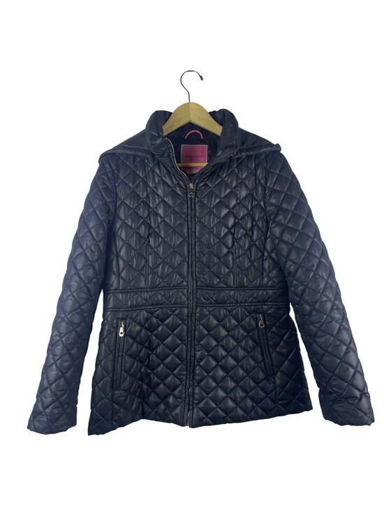 kate spade Jackets & Blazers - Kate Spade Black Quilted Puffer Jacket Coat Womens Medium Zip Front With Pockets